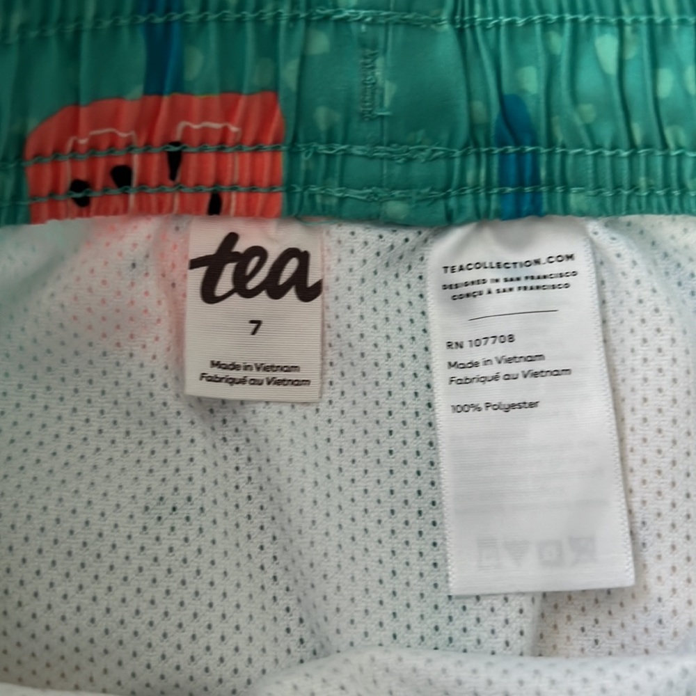 Tea Collection Mid-Length Swim Trunks in Melon Popsicle - Picture 2 of 3